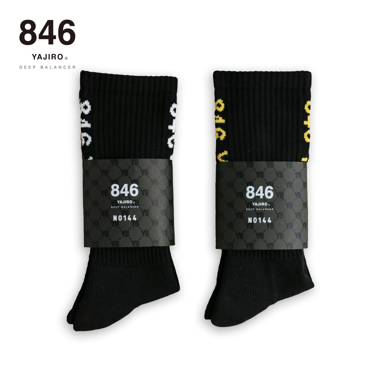 846YAJIRO Casual Socks 【Black×White】(Unisex)