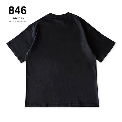 Cotton T-shirt Big Silhouette〔FLASH LOGO〕BLACK (Unisex)