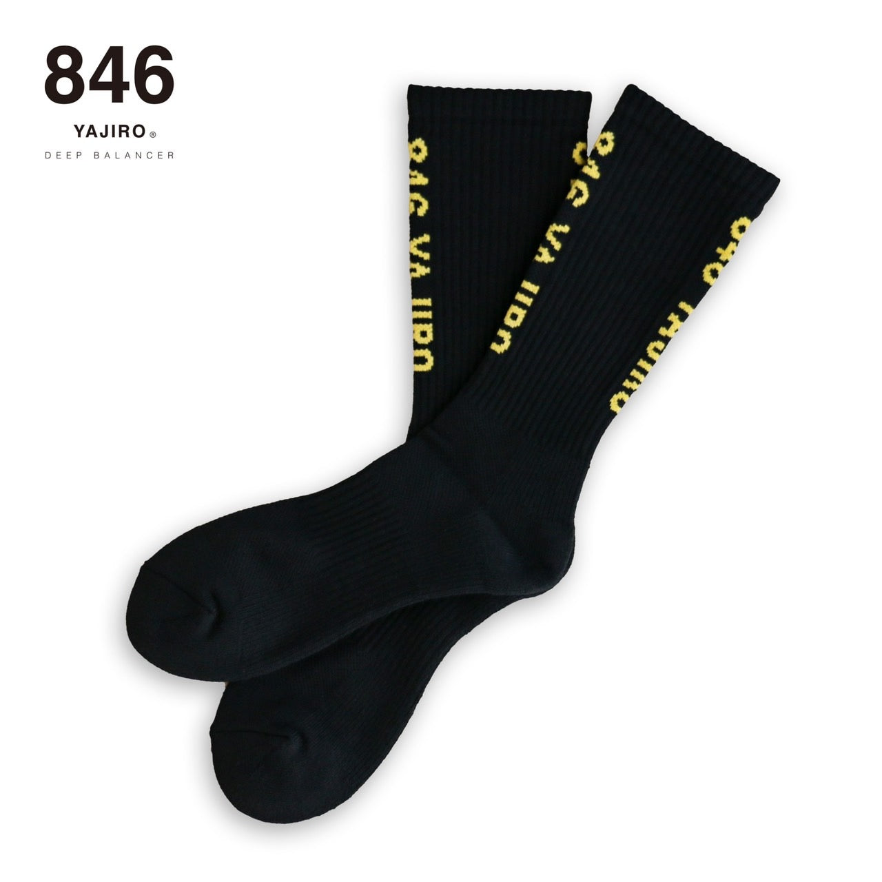846YAJIRO Casual Socks 【Black×Yellow】(Unisex)