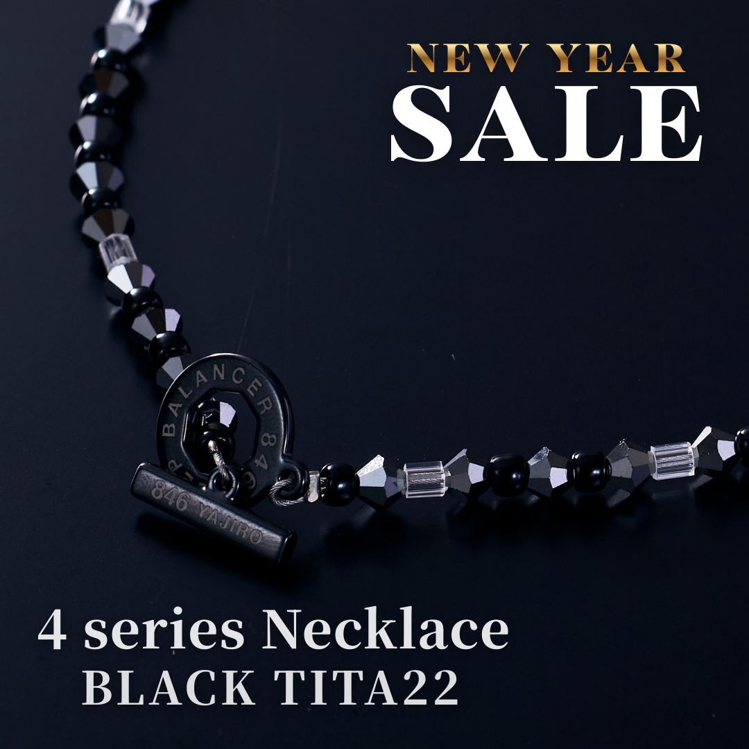 【2026年 福袋】4シリーズネックレス BLACKTITA22(留め具ブラック)【BLACK×BLACK】【SILVER&BLACK】